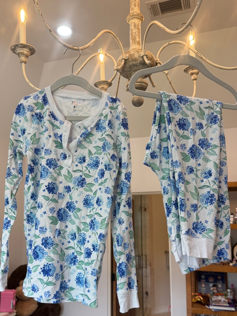 Roller Rabbit White and Blue Floral Girls Pajama Set